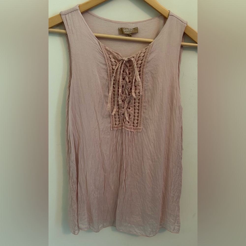 Carla Conti Pink Silk Tank Top